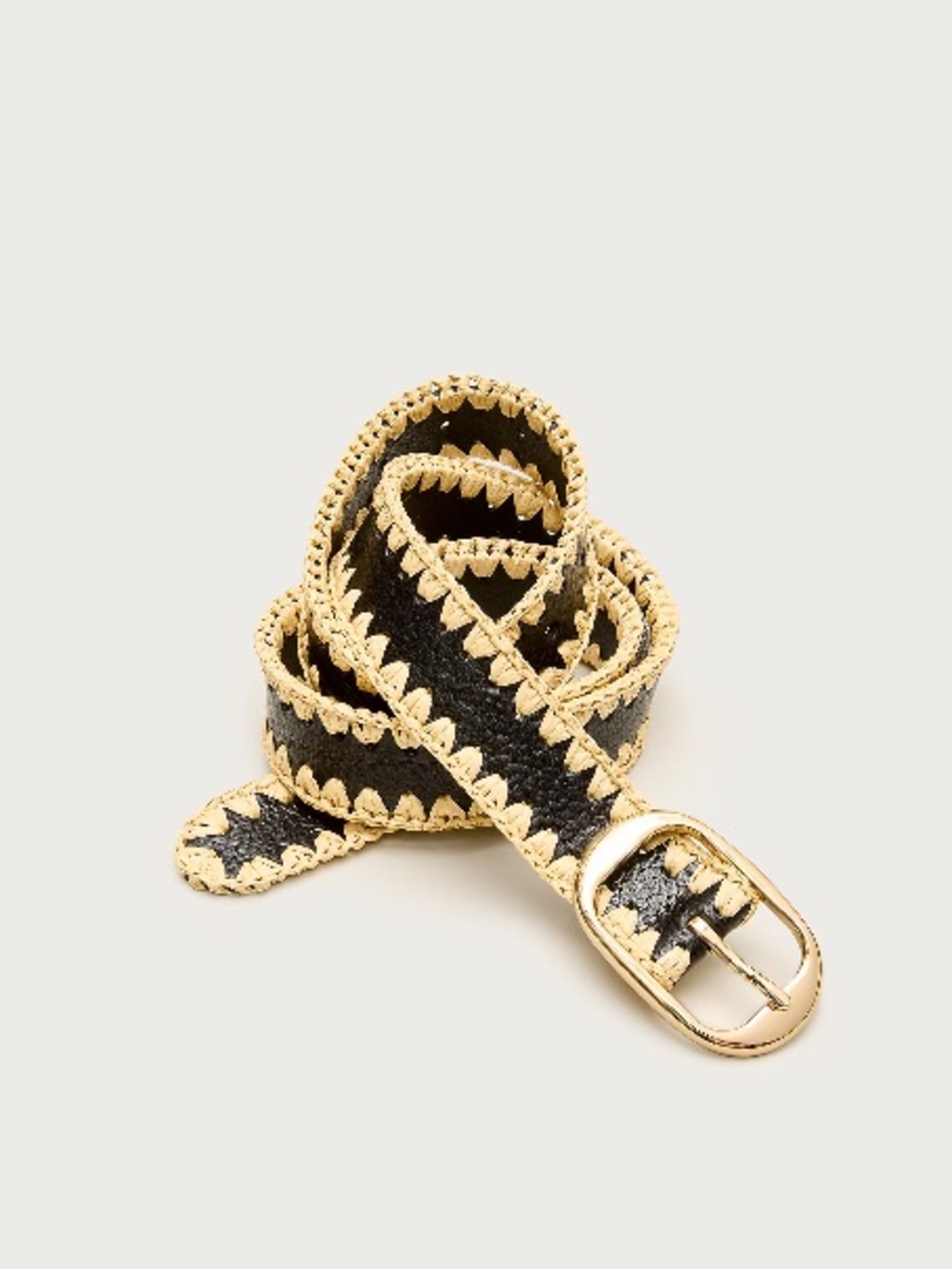 J crew Oval buckle belt in leather and faux raffia